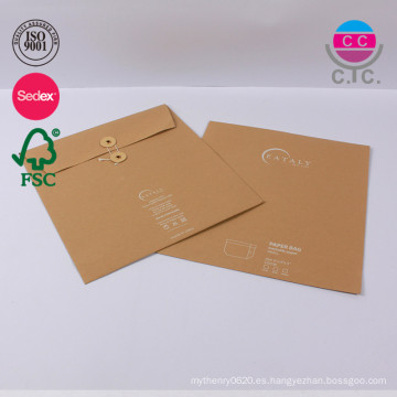 conjunto personalizado de 2 bolsas de papel kraft marrón china para archivo